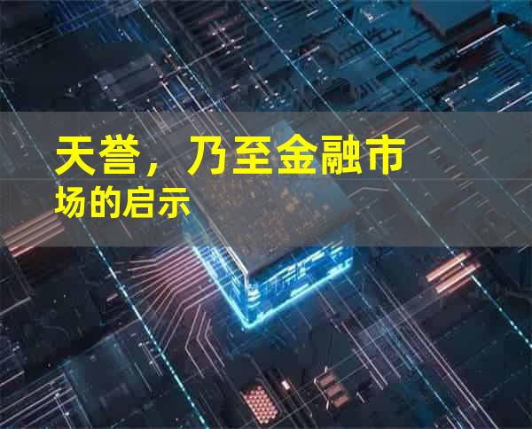 天誉，乃至金融市场的启示